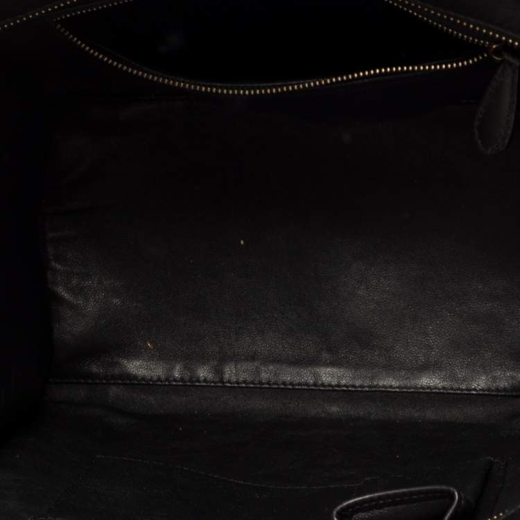 Pre Owned Celine Beige/Black Canvas and Leather Mini Luggage Tote