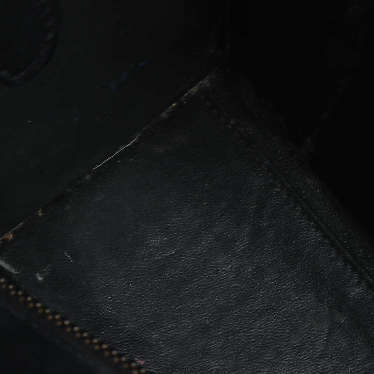 Pre Owned Celine Black/Beige Tweed and Leather Nano Luggage Tote