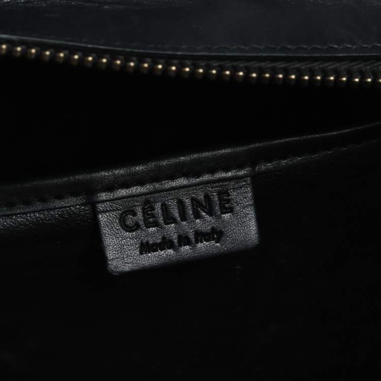 Pre Owned Celine Black/Beige Tweed and Leather Nano Luggage Tote