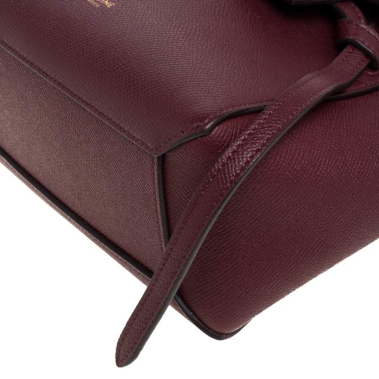 Pre Owned Celine Burgundy Leather Nano Belt Top Handle Bag
