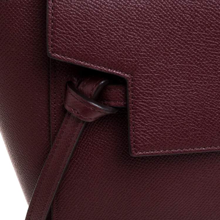Pre Owned Celine Burgundy Leather Nano Belt Top Handle Bag