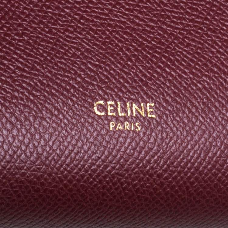 Pre Owned Celine Burgundy Leather Nano Belt Top Handle Bag