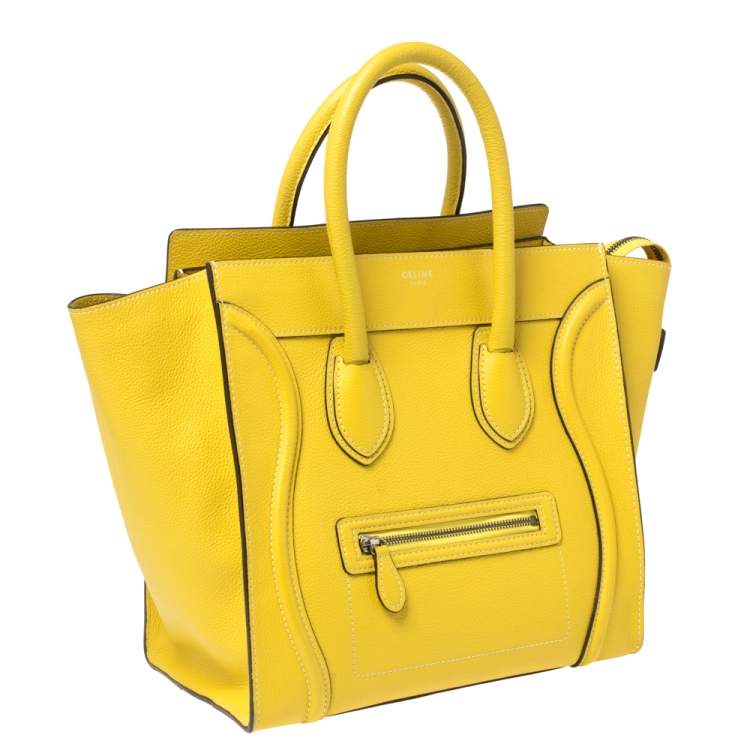 Pre Owned Celine Yellow Leather Mini Luggage Tote