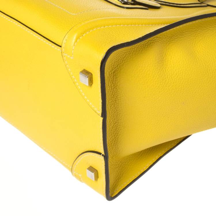 Pre Owned Celine Yellow Leather Mini Luggage Tote
