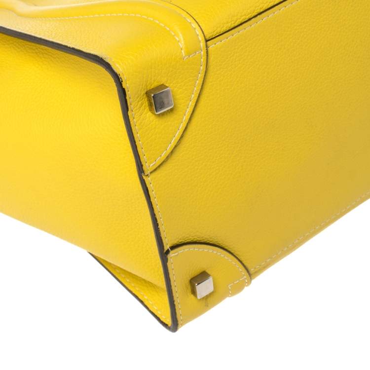 Pre Owned Celine Yellow Leather Mini Luggage Tote