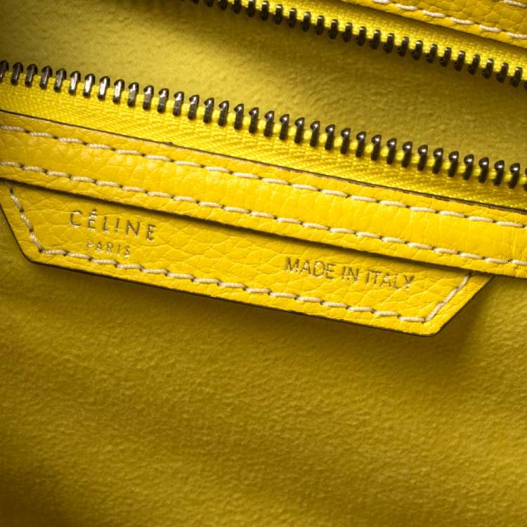 Pre Owned Celine Yellow Leather Mini Luggage Tote