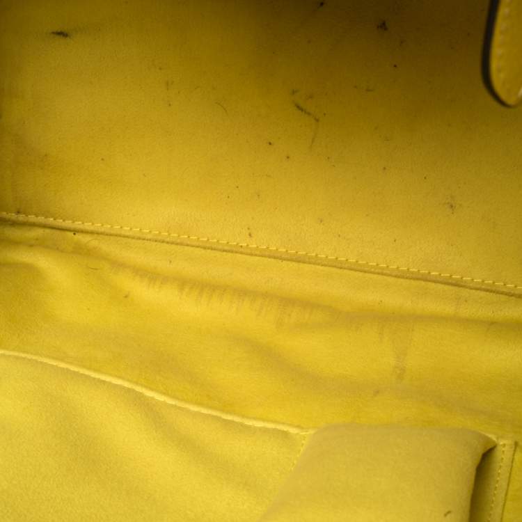 Pre Owned Celine Yellow Leather Mini Luggage Tote