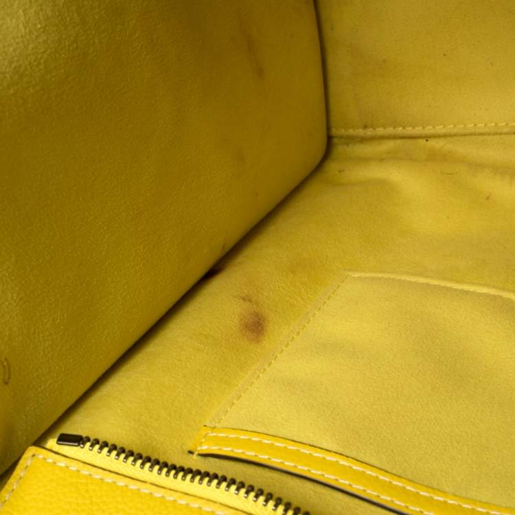 Pre Owned Celine Yellow Leather Mini Luggage Tote