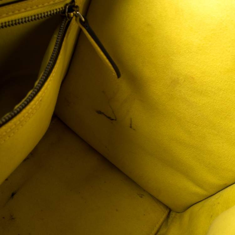 Pre Owned Celine Yellow Leather Mini Luggage Tote