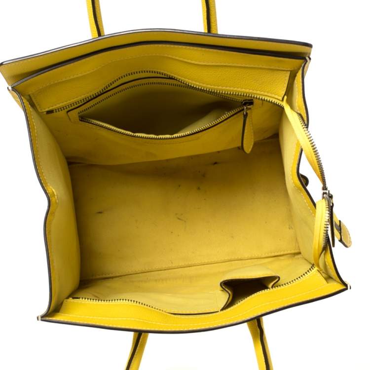 Pre Owned Celine Yellow Leather Mini Luggage Tote