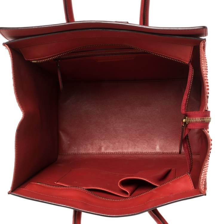 Pre Owned Celine Red Python Mini Luggage Tote