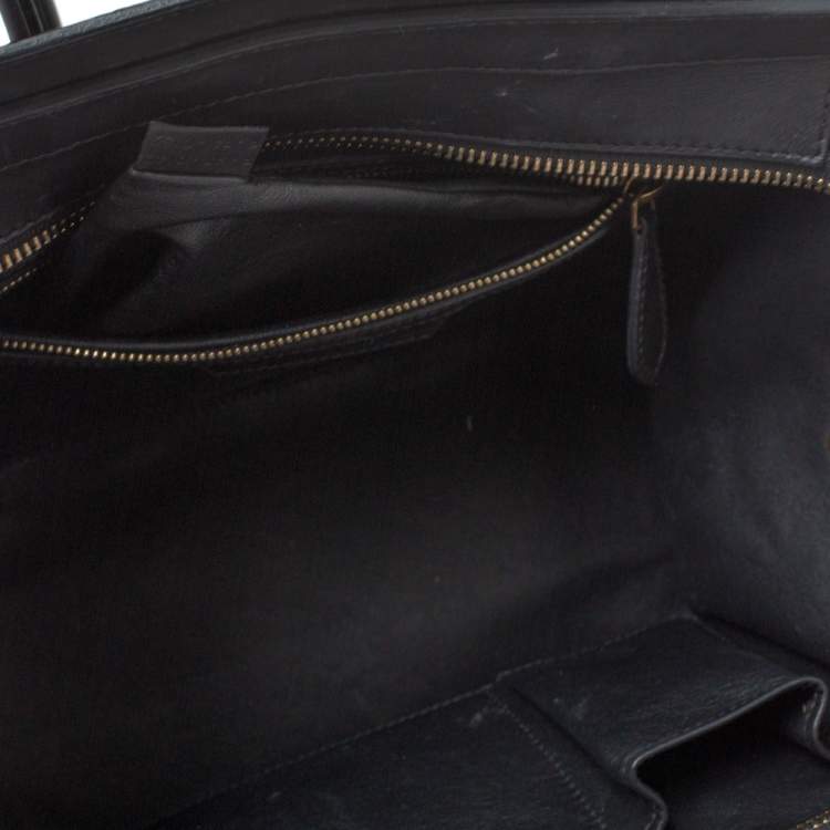 Pre Owned Celine Blue/Black Python, Suede and Leather Mini Luggage Tote