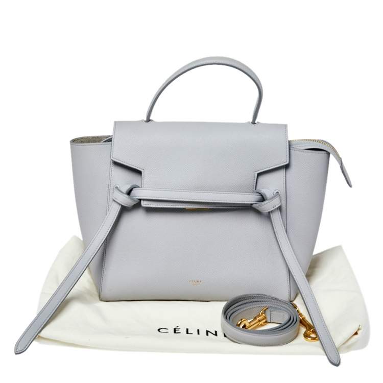 Pre Owned Celine Grey Leather Nano Belt Top Handle Bag