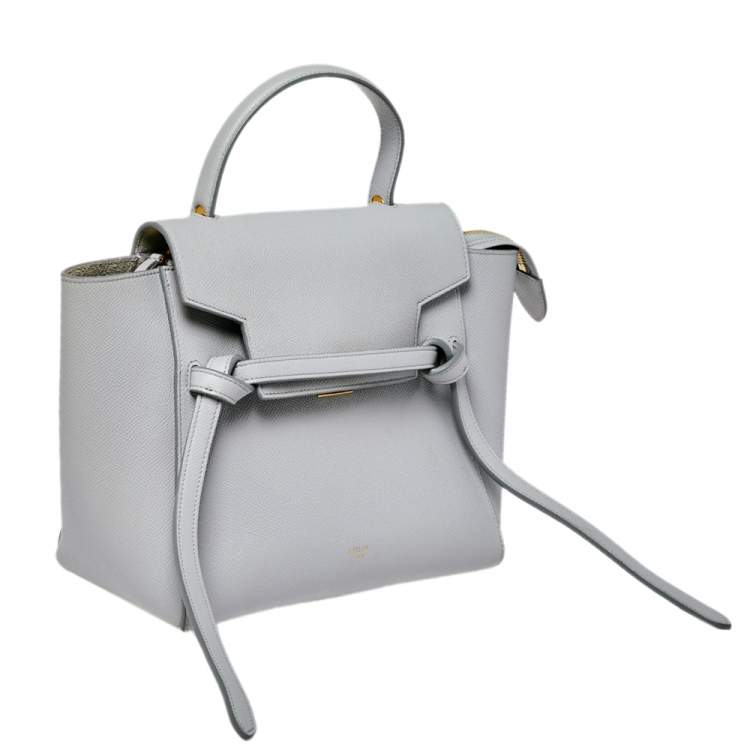 Pre Owned Celine Grey Leather Nano Belt Top Handle Bag