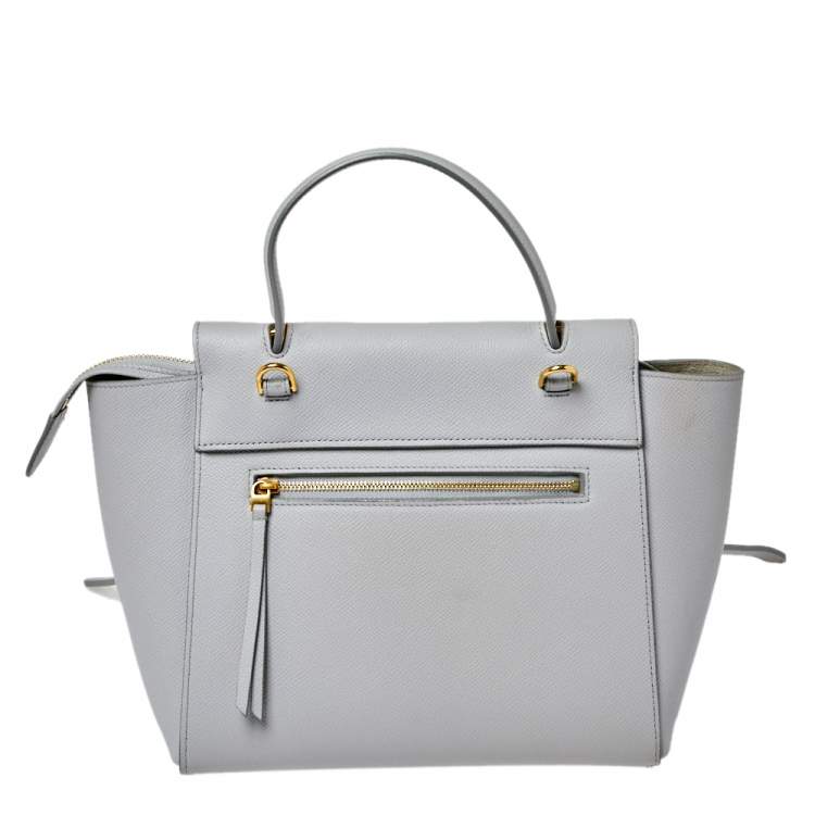 Pre Owned Celine Grey Leather Nano Belt Top Handle Bag