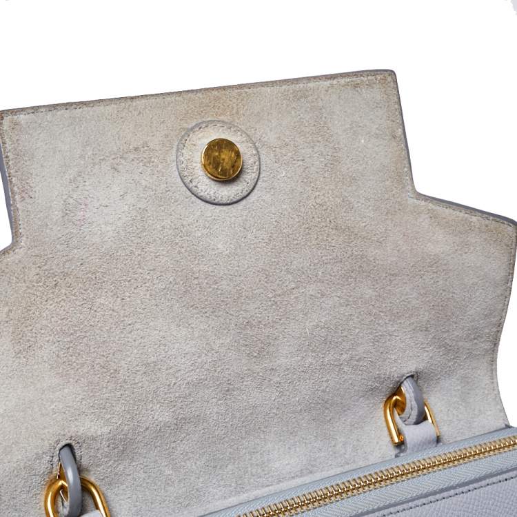 Pre Owned Celine Grey Leather Nano Belt Top Handle Bag