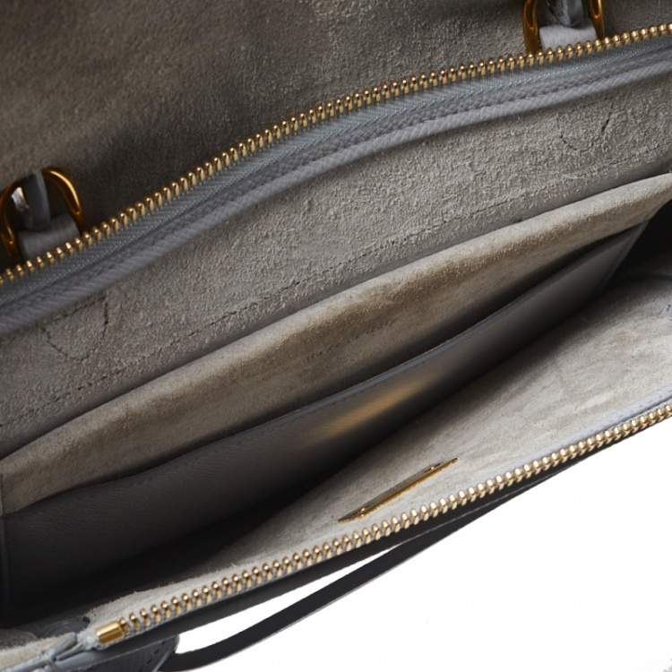 Pre Owned Celine Grey Leather Nano Belt Top Handle Bag