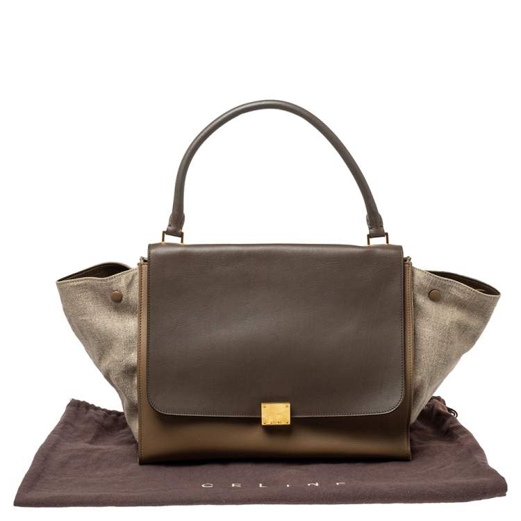Pre Owned Celine Tricolor Leather and Canvas Large Trapeze Top Handle Bag
