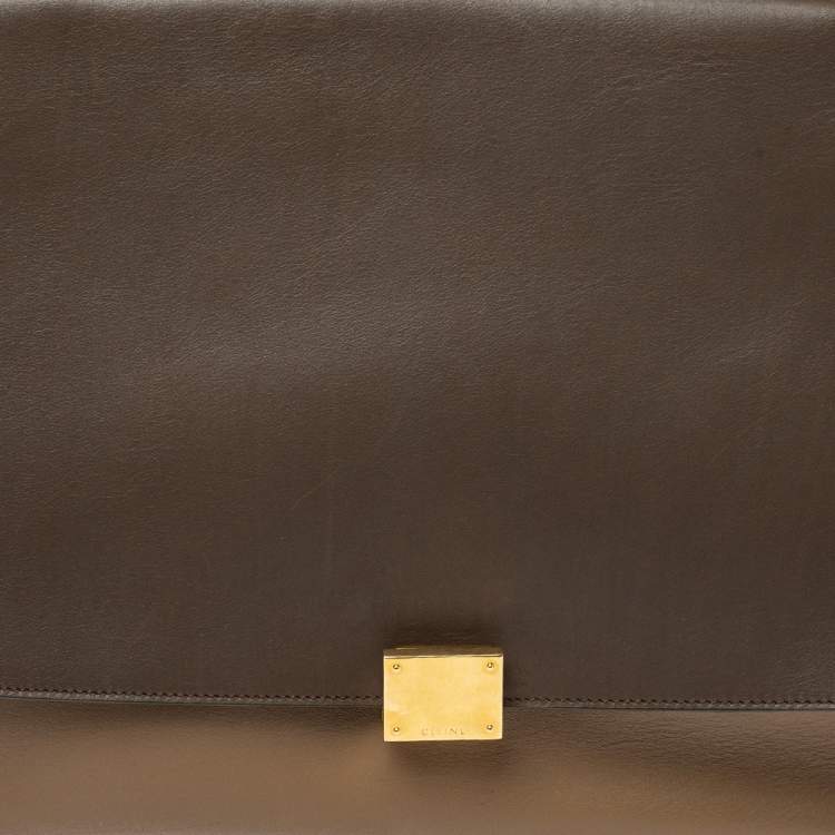 Pre Owned Celine Tricolor Leather and Canvas Large Trapeze Top Handle Bag