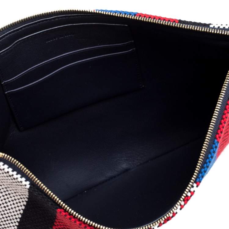 Pre Owned Celine Multicolor Woven Canvas and Leather Solo Clutch