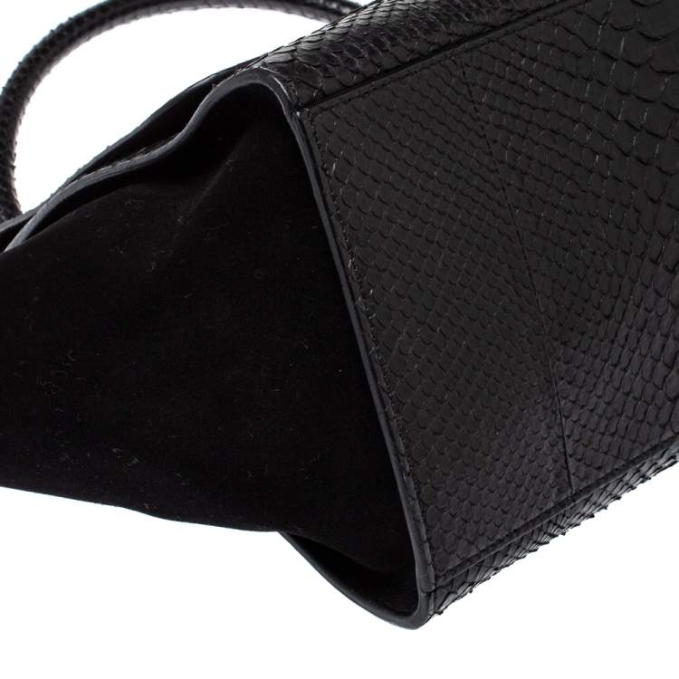 مملوكة مسبقًا Celine Black Python and Suede Medium Trapeze Top Handle Bag