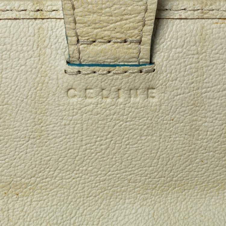 Pre Owned Celine Blue Macadam Denim and Leather Trim Continental Wallet