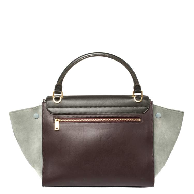 Pre Owned Celine Multicolor Leather and Suede Medium Trapeze Top Handle Bag