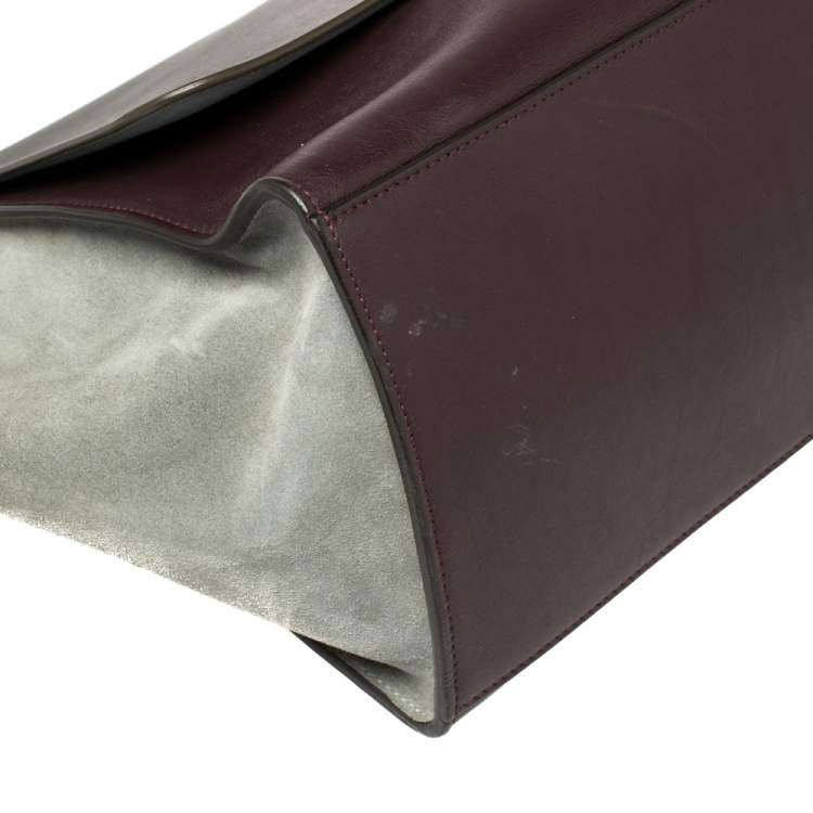 Pre Owned Celine Multicolor Leather and Suede Medium Trapeze Top Handle Bag