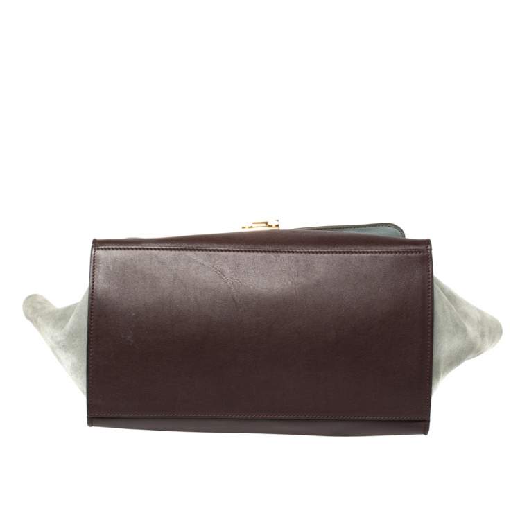 Pre Owned Celine Multicolor Leather and Suede Medium Trapeze Top Handle Bag