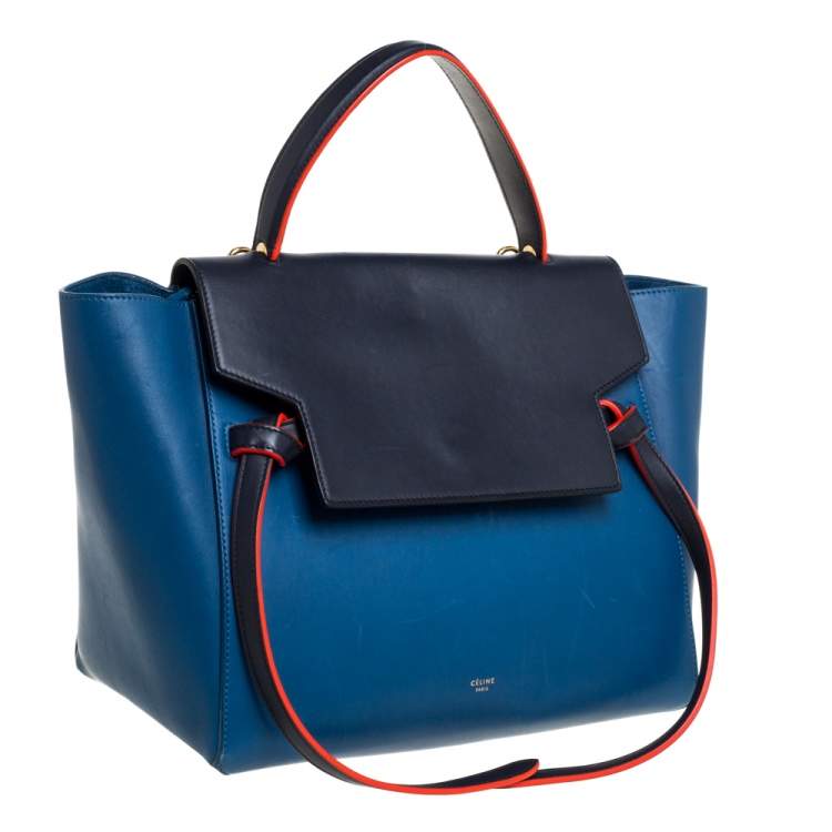 Pre Owned Celine Tri Color Leather Mini Belt Top Handle Bag