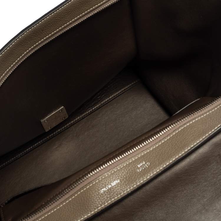 Pre Owned Celine Brown Leather and Suede Medium Trapeze Top Handle Bag