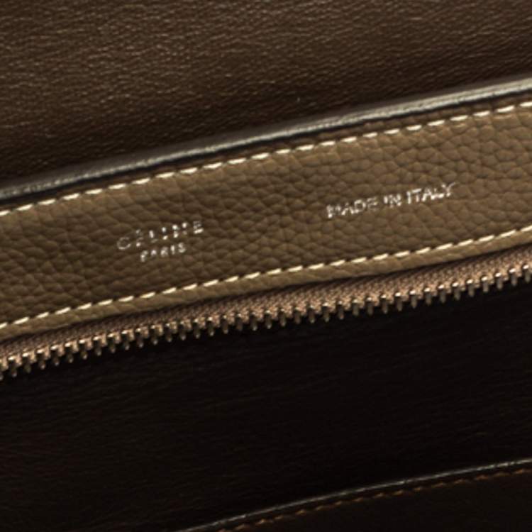 Pre Owned Celine Brown Leather and Suede Medium Trapeze Top Handle Bag