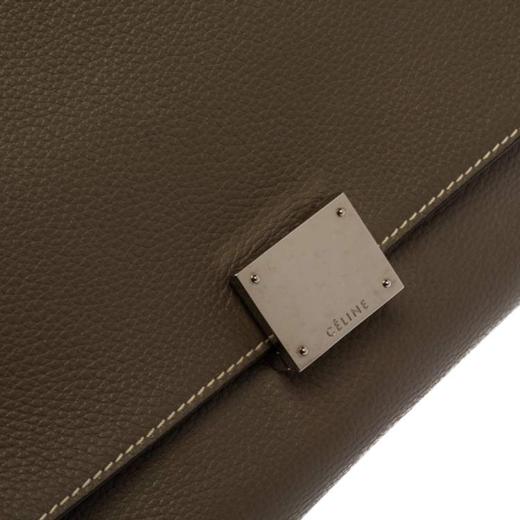 Pre Owned Celine Brown Leather and Suede Medium Trapeze Top Handle Bag