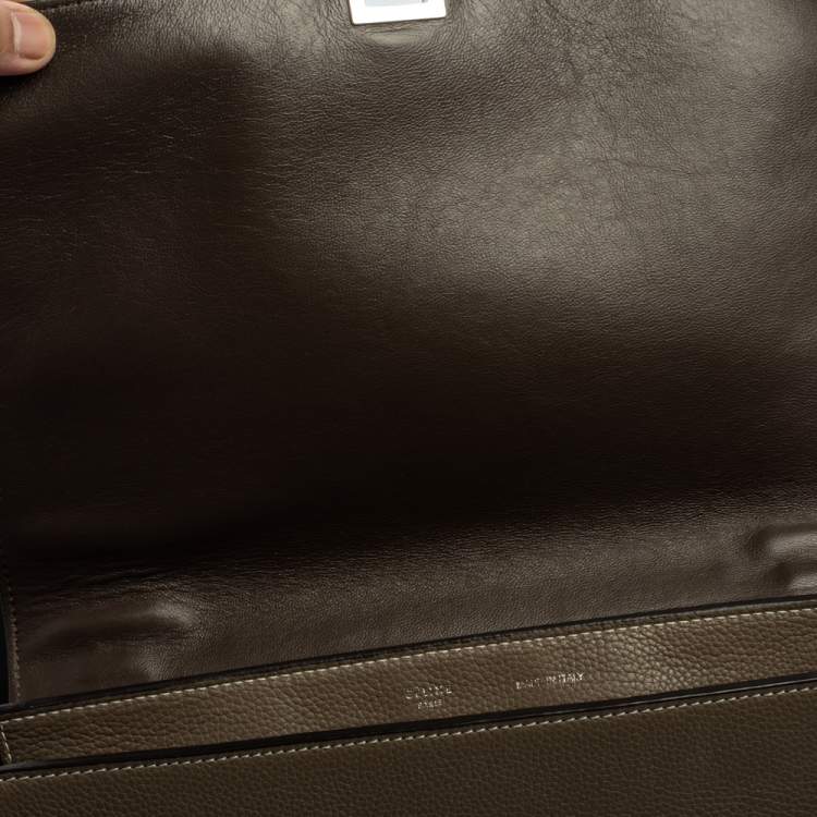 Pre Owned Celine Brown Leather and Suede Medium Trapeze Top Handle Bag