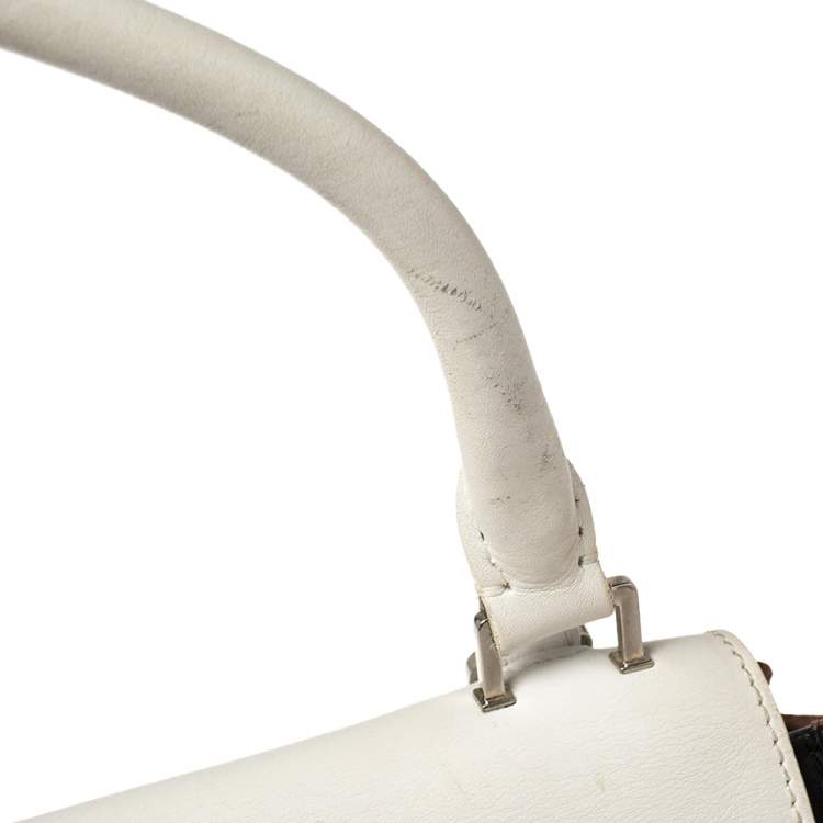 Pre Owned Celine Tri Color Leather and Suede Medium Trapeze Top Handle Bag