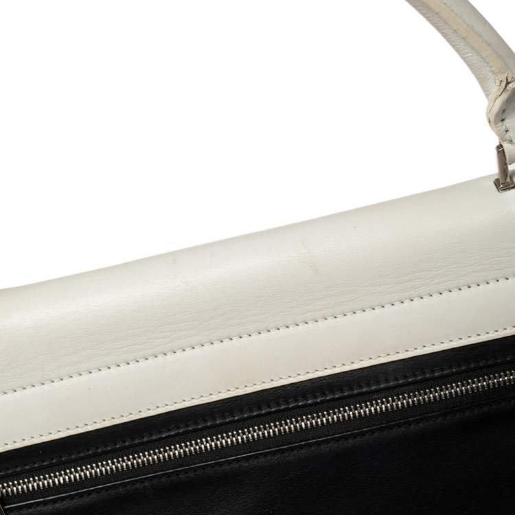 Pre Owned Celine Tri Color Leather and Suede Medium Trapeze Top Handle Bag