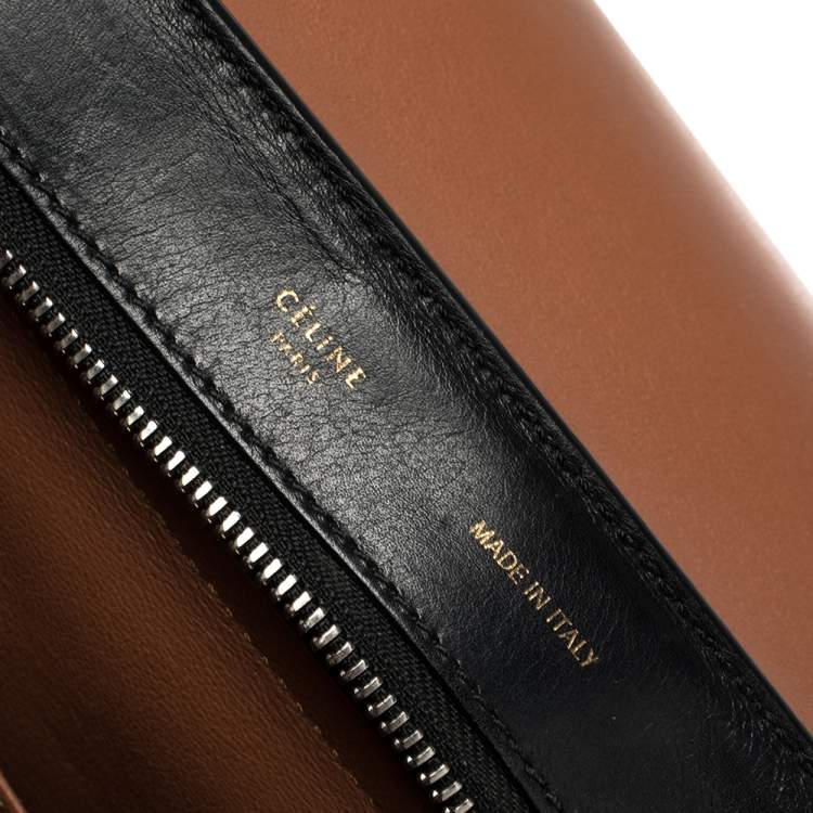 Pre Owned Celine Tri Color Leather and Suede Medium Trapeze Top Handle Bag