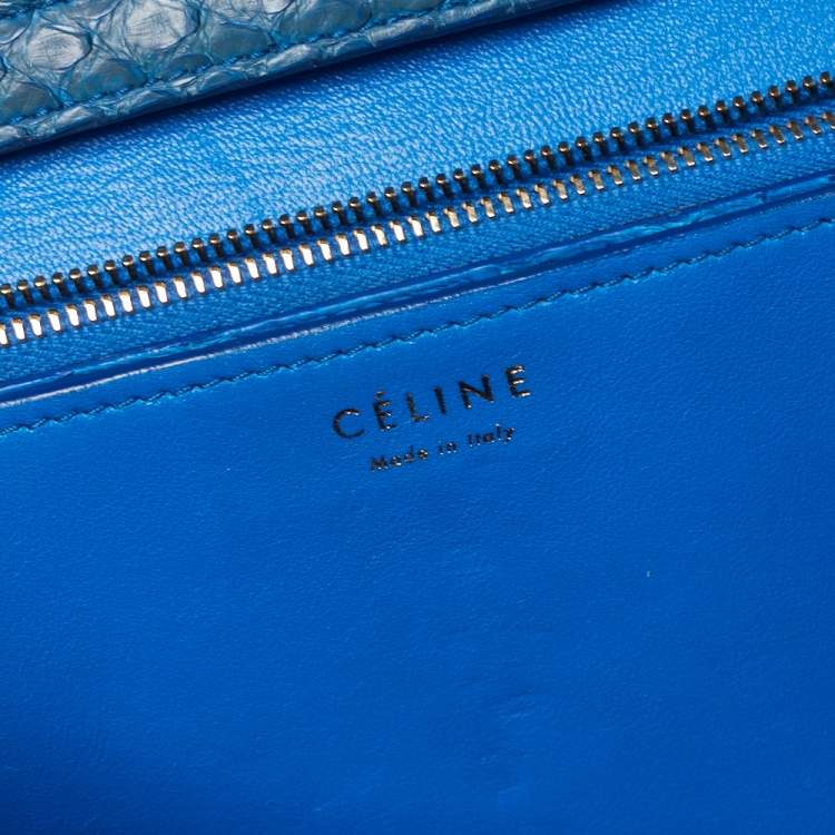 Pre Owned Celine Blue Python Medium Classic Box Shoulder Bag