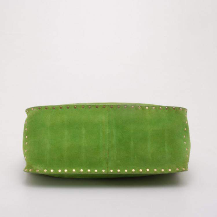 Pre Owned Celine Green Suede Studded Boogie Tote