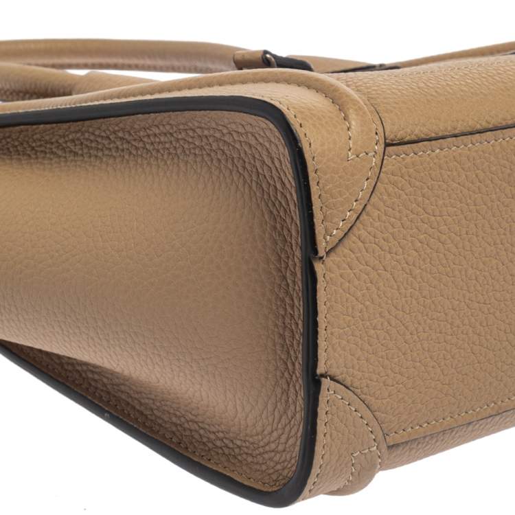 Pre Owned Celine Beige Leather Nano Luggage Tote