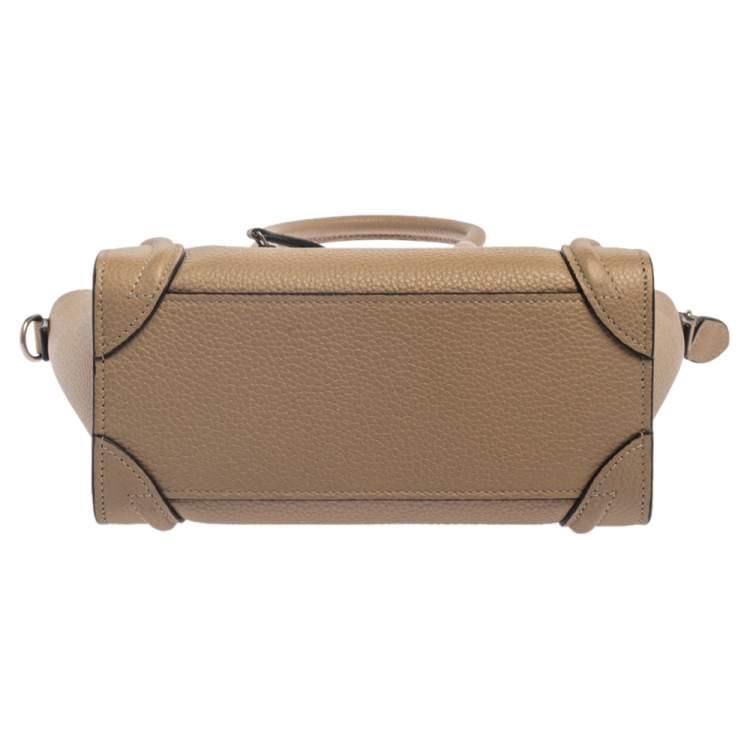 Pre Owned Celine Beige Leather Nano Luggage Tote