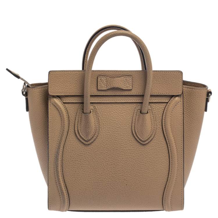 Pre Owned Celine Beige Leather Nano Luggage Tote