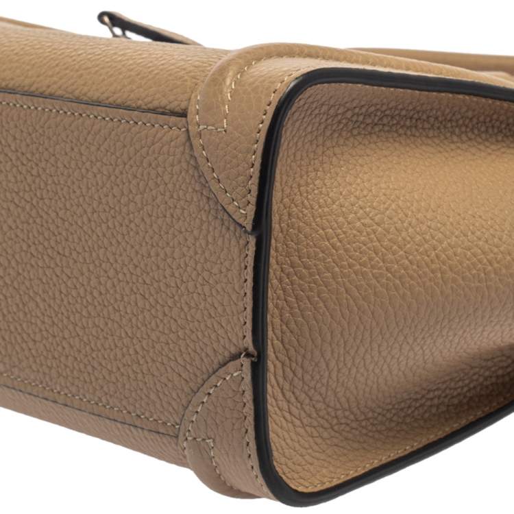 Pre Owned Celine Beige Leather Nano Luggage Tote