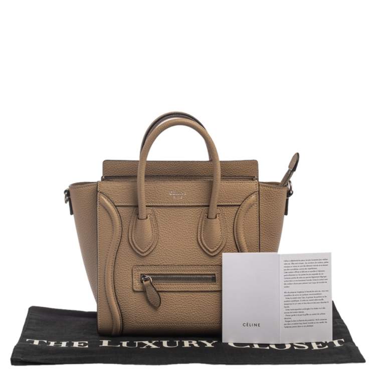 Pre Owned Celine Beige Leather Nano Luggage Tote