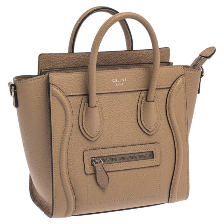 Pre Owned Celine Beige Leather Nano Luggage Tote