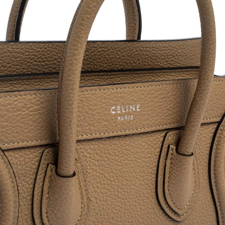 Pre Owned Celine Beige Leather Nano Luggage Tote