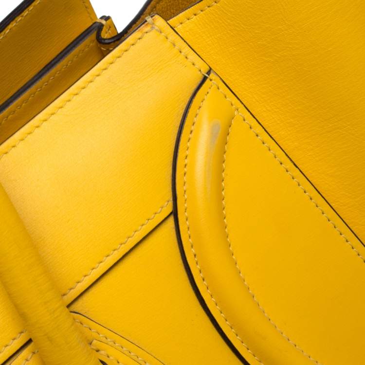 Pre Owned Celine Yellow Leather Mini Luggage Tote 