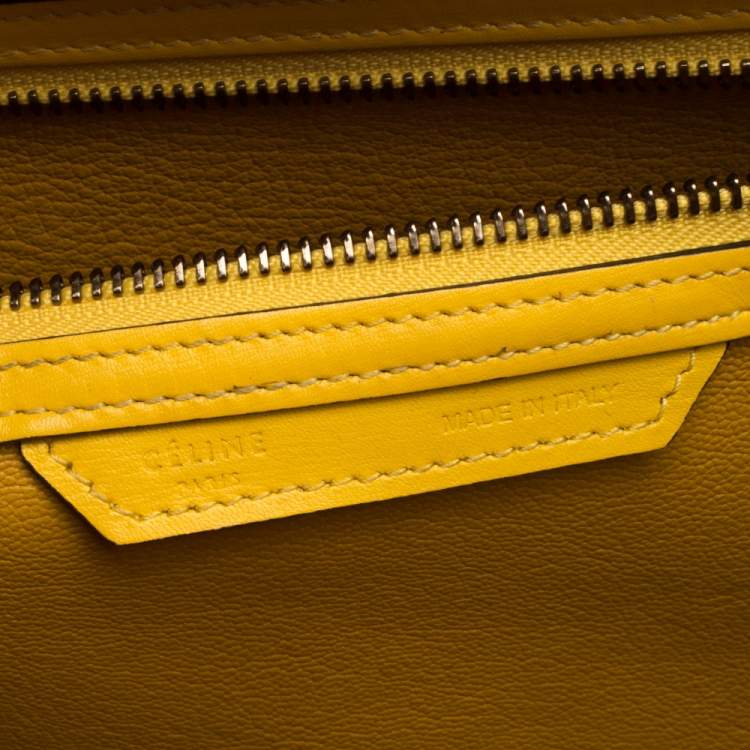 Pre Owned Celine Yellow Leather Mini Luggage Tote 