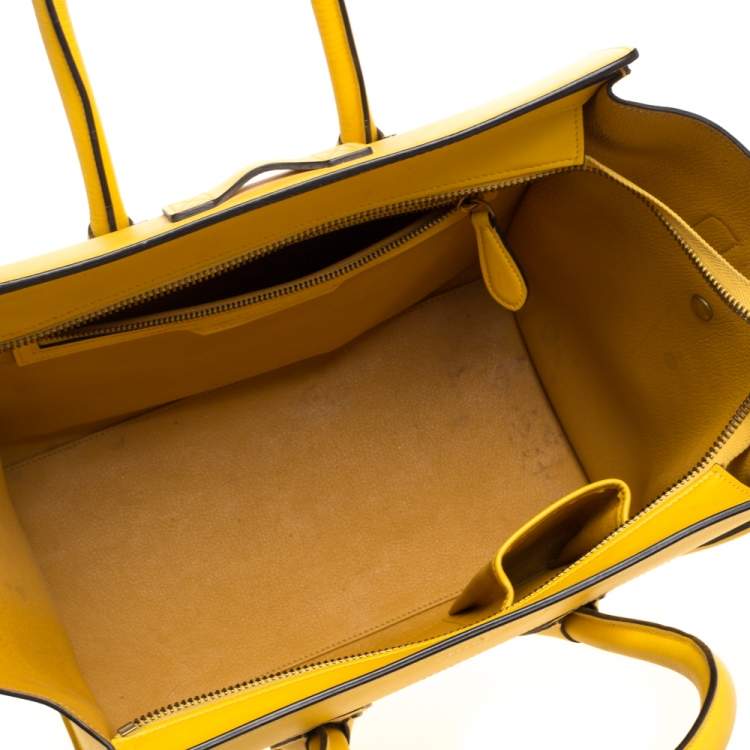 Pre Owned Celine Yellow Leather Mini Luggage Tote 