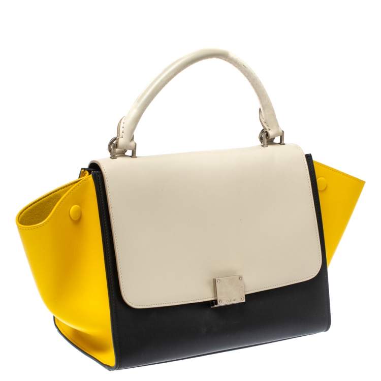 Pre Owned Celine Tricolor Leather Small Trapeze Bag